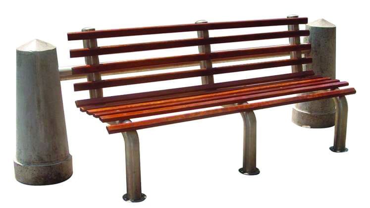 Banca de tubular de acero inoxidable y peldaños de madera para asiento